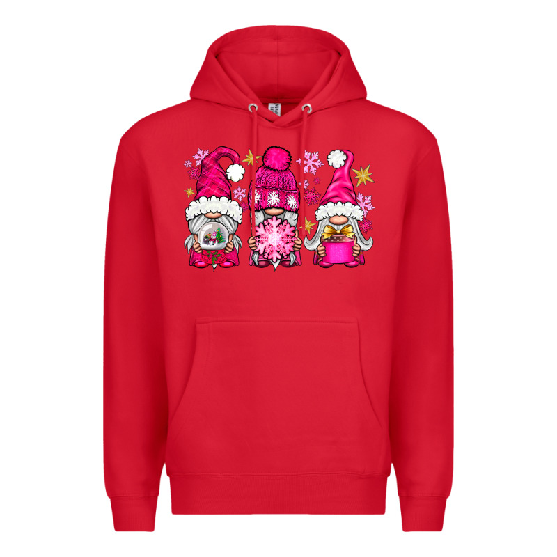 Pink Christmas Winter Gnomes Premium Hoodie by NancyCooperArtShop | Teevron
