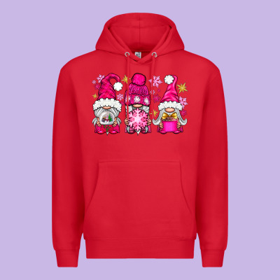 Pink Christmas Winter Gnomes Premium Hoodie Designed By Nancycooperartshop