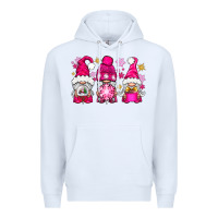 White Pink Christmas winter gnomes Premium Hoodie - NancyCooperArtShop