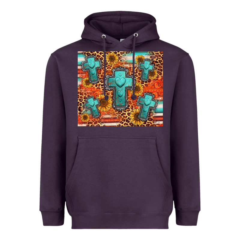 Turquoise Cross Pattern Heavyweight Hoodie by Jasminsmagicworld | Teevron