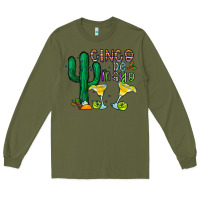 Army Green cinco de mayo cactus Long Sleeve Tee - CowhideDigitalArt