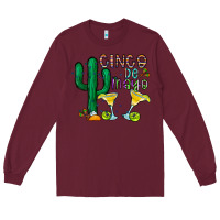 Burgundy cinco de mayo cactus Long Sleeve Tee - CowhideDigitalArt