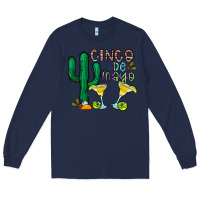 Navy cinco de mayo cactus Long Sleeve Tee - CowhideDigitalArt