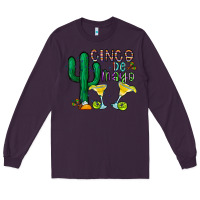 Plum cinco de mayo cactus Long Sleeve Tee - CowhideDigitalArt