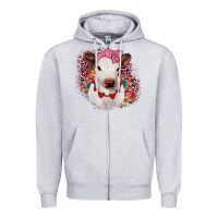 Heather Grey heifer valentines Zipper Hoodie - JahusDesignShop