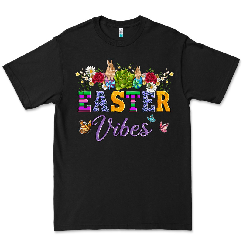 Easter Vibes And Butterfly With Bunny And Flowers Premium Tee by Artiststas | Teevron