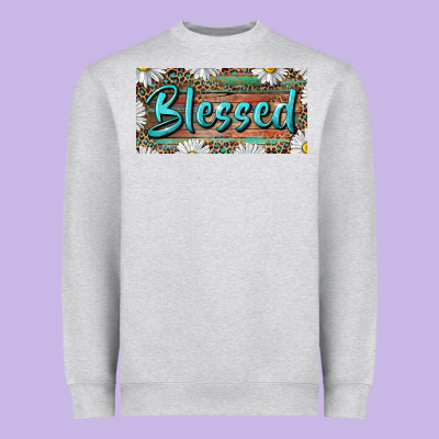 Heavyweight Sweatshirt Blessed With Daisy And Leopard