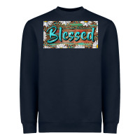 Navy Blessed With Daisy And Leopard Heavyweight Sweatshirt - RanaPortraitStore