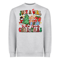 Heather Grey just a girl who loves christmas Heavyweight Sweatshirt - Zillion Design Studio