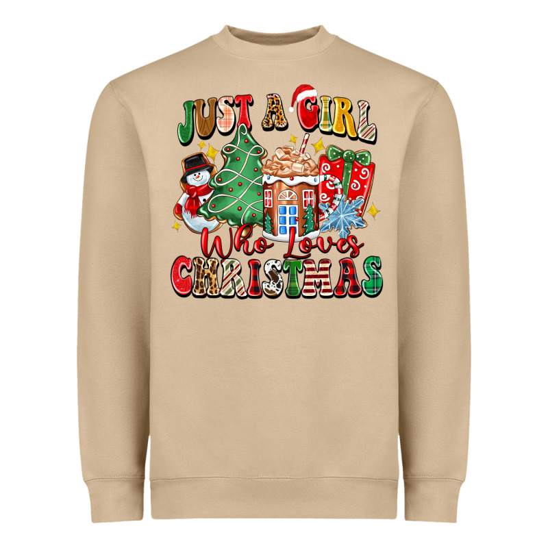 Just A Girl Who Loves Christmas Heavyweight Sweatshirt by Zillion Design Studio | Teevron