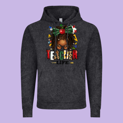 Teacher Life Afro Locs Messy Bun Vintage Hoodie Designed By Texasbilliewilder