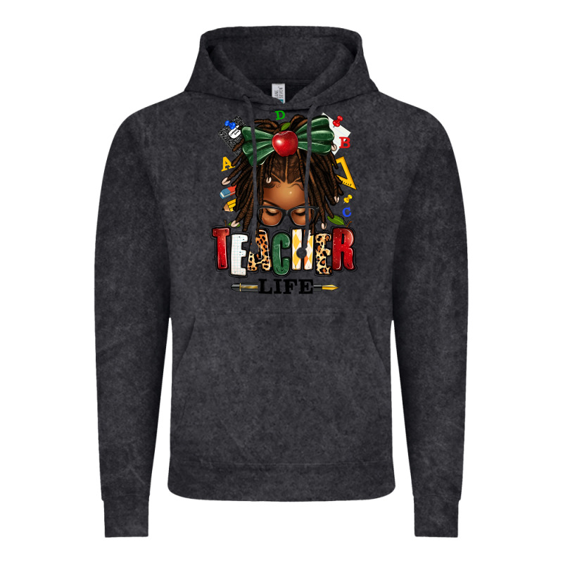 Teacher Life Afro Locs Messy Bun Vintage Hoodie by texasbilliewilder | Teevron