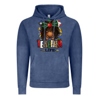 Vintage Denim teacher life afro locs messy bun Vintage Hoodie - texasbilliewilder
