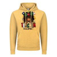 Vintage Mustard teacher life afro locs messy bun Vintage Hoodie - texasbilliewilder