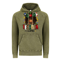 Vintage Olive teacher life afro locs messy bun Vintage Hoodie - texasbilliewilder