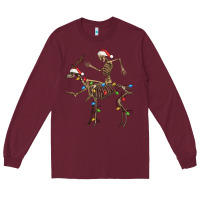 Burgundy skeleton deer santa Long Sleeve Tee - FaDigitalArtStudio