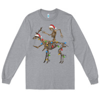 Heather Grey skeleton deer santa Long Sleeve Tee - FaDigitalArtStudio