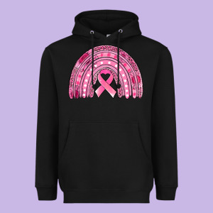 Breast Cancer Awareness Rainbow Heavyweight Hoodie Designed By Jasminsmagicworld