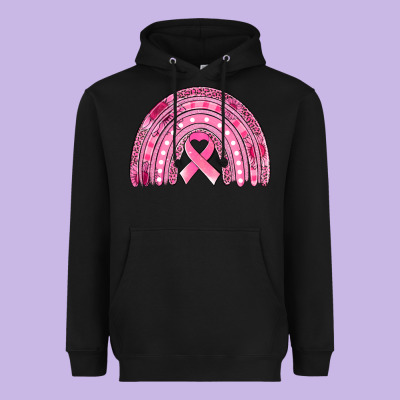 Breast Cancer Awareness Rainbow Heavyweight Hoodie Designed By Jasminsmagicworld