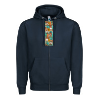 Navy Fall Gnomes Zipper Hoodie - Artiststas