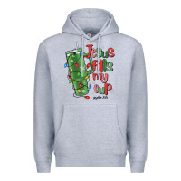 Heather Grey jesus fills my cup psalm 25 5 Premium Hoodie - MaliasSmallBusiness