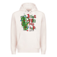 Pale Pink jesus fills my cup psalm 25 5 Premium Hoodie - MaliasSmallBusiness