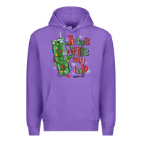 Purple jesus fills my cup psalm 25 5 Premium Hoodie - MaliasSmallBusiness