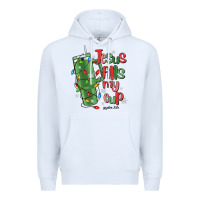 White jesus fills my cup psalm 25 5 Premium Hoodie - MaliasSmallBusiness