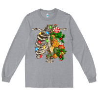Heather Grey skeleton chest christmas Long Sleeve Tee - FaDigitalArtStudio