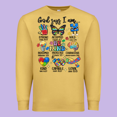 God Says  Am Autism Premium Sweatshirt Designed By Maliassmallbusiness