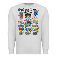Dove Grey god says  am autism Premium Sweatshirt - MaliasSmallBusiness