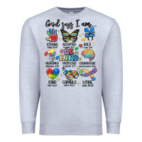 Heather Grey god says  am autism Premium Sweatshirt - MaliasSmallBusiness