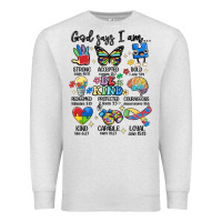 Oatmeal Heather god says  am autism Premium Sweatshirt - MaliasSmallBusiness