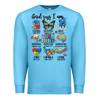 Ocean Blue god says  am autism Premium Sweatshirt - MaliasSmallBusiness