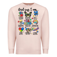 Pale Pink god says  am autism Premium Sweatshirt - MaliasSmallBusiness