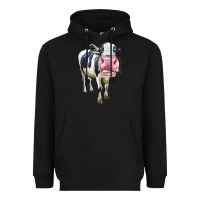 Black Cute Holstein Heavyweight Hoodie - LillyAllenDesigns