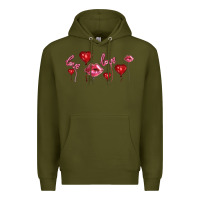 Army Green love and  love balloons Premium Hoodie - AdoDesignShop
