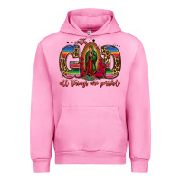 Fuchsia Pink with god all things are possible lady of guadalupe Urban Hoodie - Jasminsmagicworld