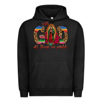 Pigment Black with god all things are possible lady of guadalupe Urban Hoodie - Jasminsmagicworld