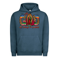 Pigment Midnight Navy with god all things are possible lady of guadalupe Urban Hoodie - Jasminsmagicworld