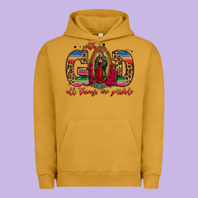 With God All Things Are Possible Lady Of Guadalupe Urban Hoodie Designed By Jasminsmagicworld