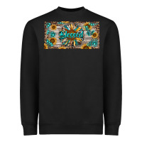 Black Blessed With Sunflower And Gemstone Heavyweight Sweatshirt - RanaPortraitStore