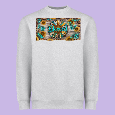 Heavyweight Sweatshirt Blessed With Sunflower And Gemstone