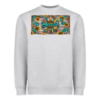 Heather Grey Blessed With Sunflower And Gemstone Heavyweight Sweatshirt - RanaPortraitStore