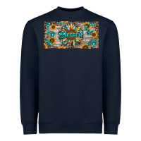 Navy Blessed With Sunflower And Gemstone Heavyweight Sweatshirt - RanaPortraitStore