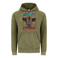 Vintage Olive Merry Christmas Calf Vintage Hoodie - RanaPortraitStore