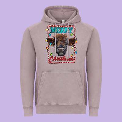 Vintage Hoodie Merry Christmas Calf
