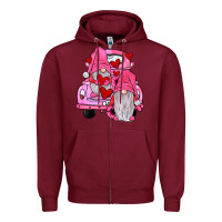 Burgundy farm truck,gnomies valentines Zipper Hoodie - JahusDesignShop