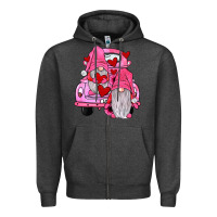 Charcoal Heather farm truck,gnomies valentines Zipper Hoodie - JahusDesignShop