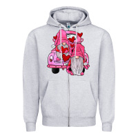 Heather Grey farm truck,gnomies valentines Zipper Hoodie - JahusDesignShop